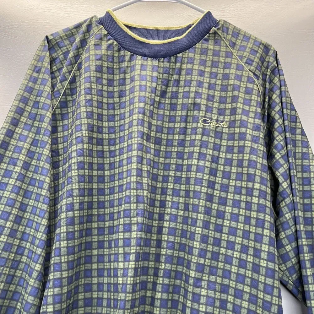 Vintage Catalina Pullover Golf Windbreaker Green Gold Classic Cosplay Medium